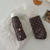Polka Dot Cute Folding Umbrella Black Coated UV Protection Dual Use Rain Sun for Student School Commute
