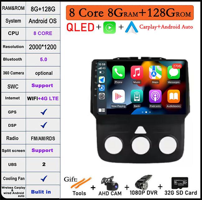 Wireless CarPlay Android 14 Radio For Dodge RAN 1500 2500 3500 2013-2018 GPS Navigation Stereo Car Intelligent Systems 4G WIFI