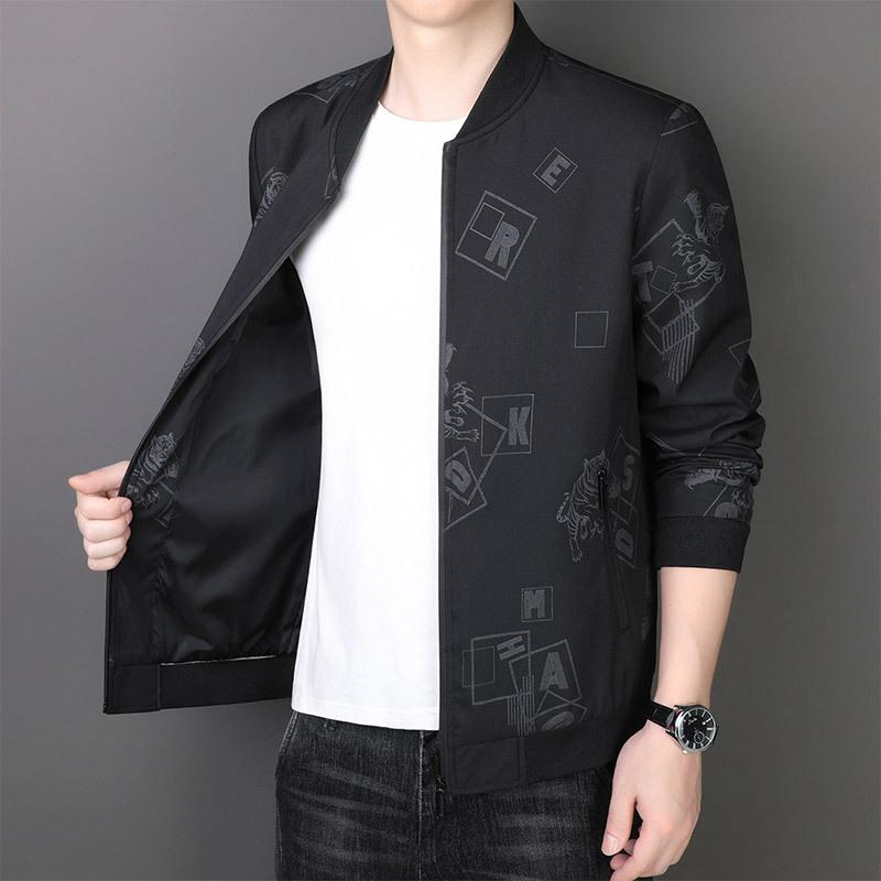 Spring and Autumn Men's Middle-aged and Elderly Business Casual Baseball Jersey Breathable Velvet Thermal Slim Baseball Collar Jacket Jacket