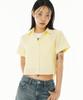 PEACE MAKER Seersucker Pocket Crop Stripe Shirts (Yellow)