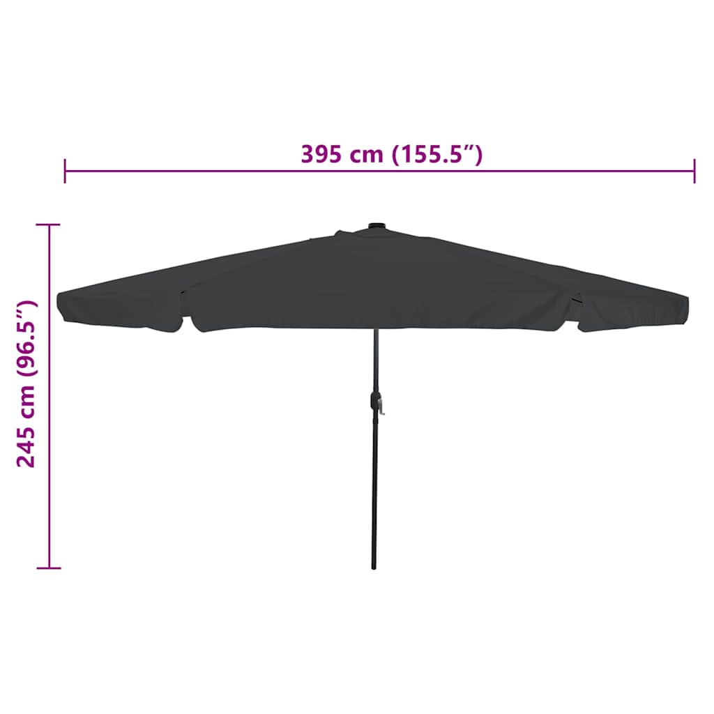 Garden Sun Umbrella Anthracite 395 x 395 x 245 cm Polyester