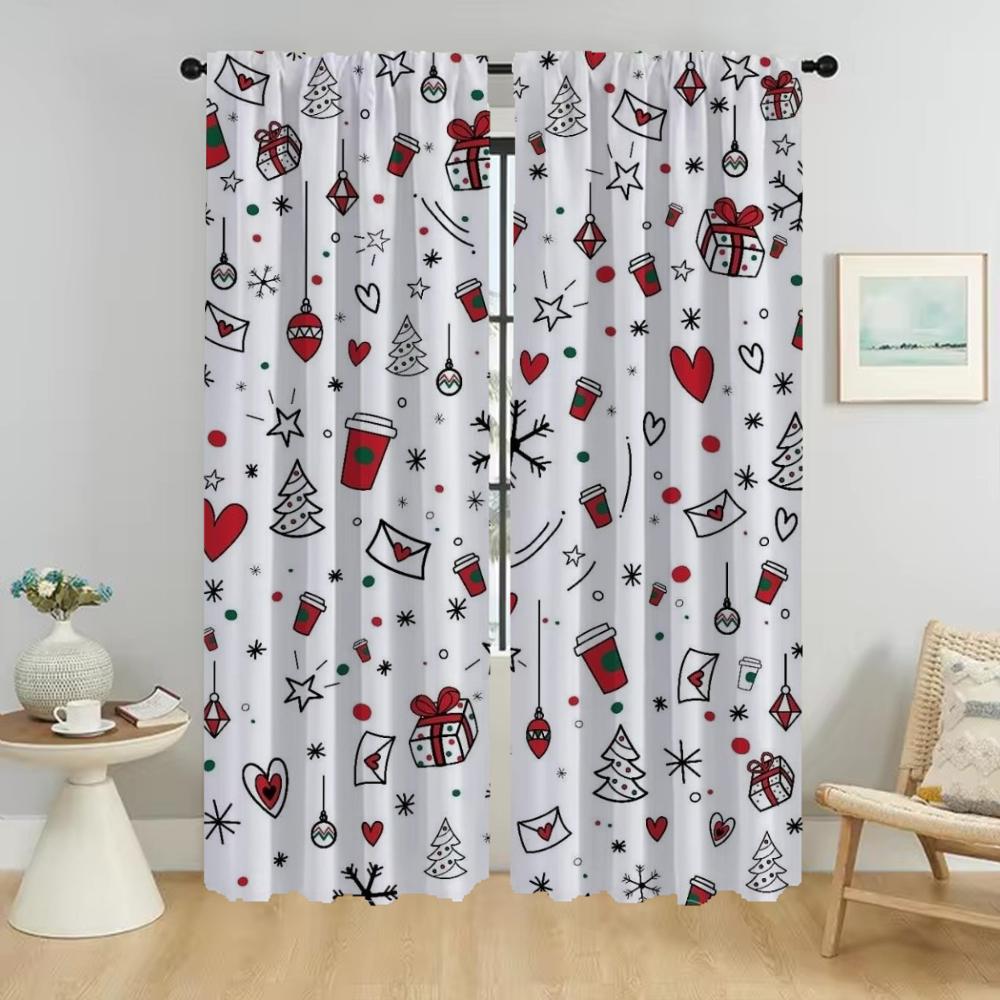 Home Interior Blackout Kitchen Curtains for Living Room Curtain for Room 2 Panel Christmas Shades Halloween Decoration Partition