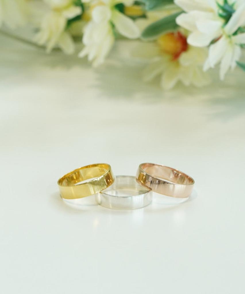 Alleun Silver 925 Couple Bold Flat Rings