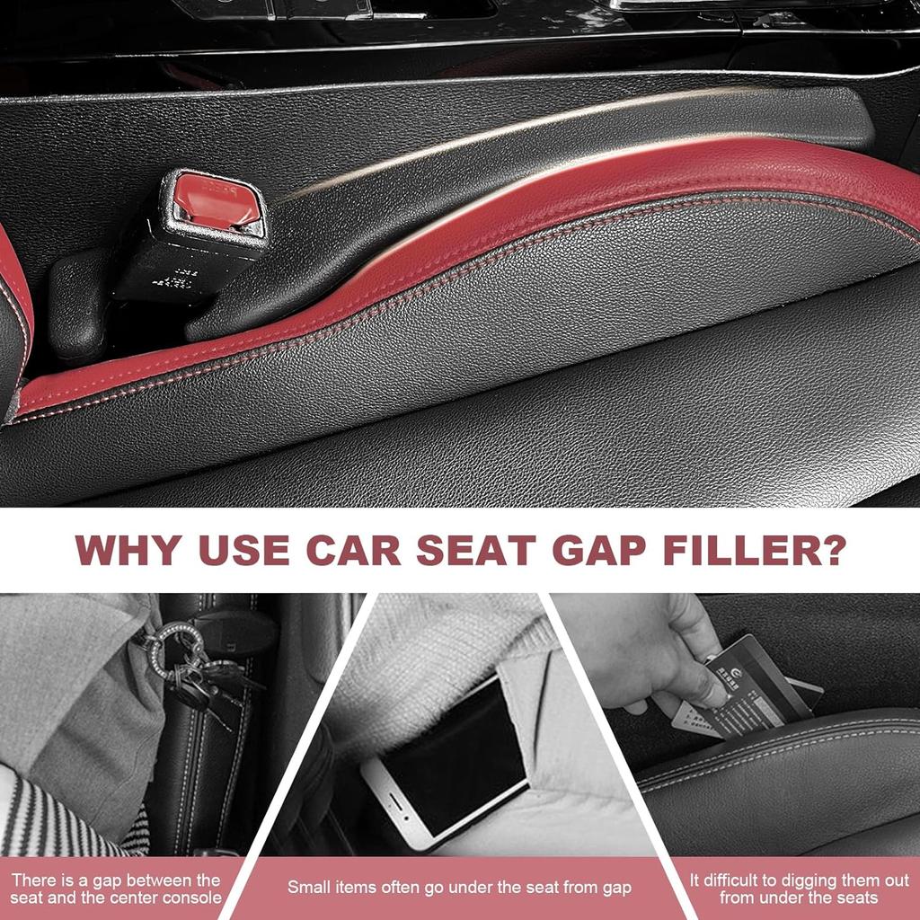 Seat Gap Filler Universal Fit Car SUV To Fill The Gaps Between Seat and Console Blocker Stopper Pack of 2 Black