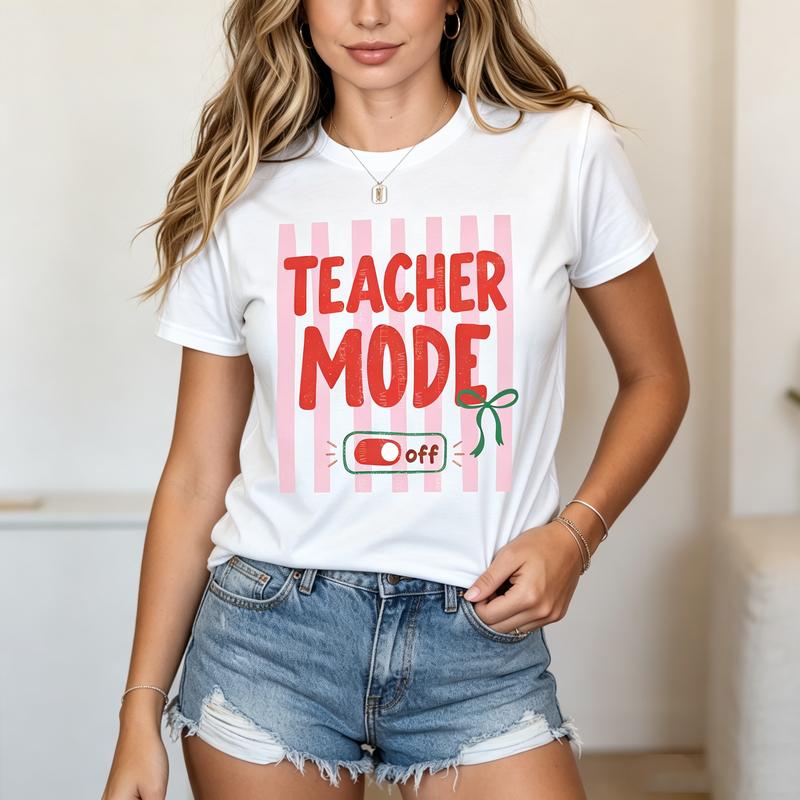 Funny Teacher Life Unisex Cotton T Shirt Teacher Mode Off Summer Casual Tops Cotton Harajuku Y2k Top Oversized Tee