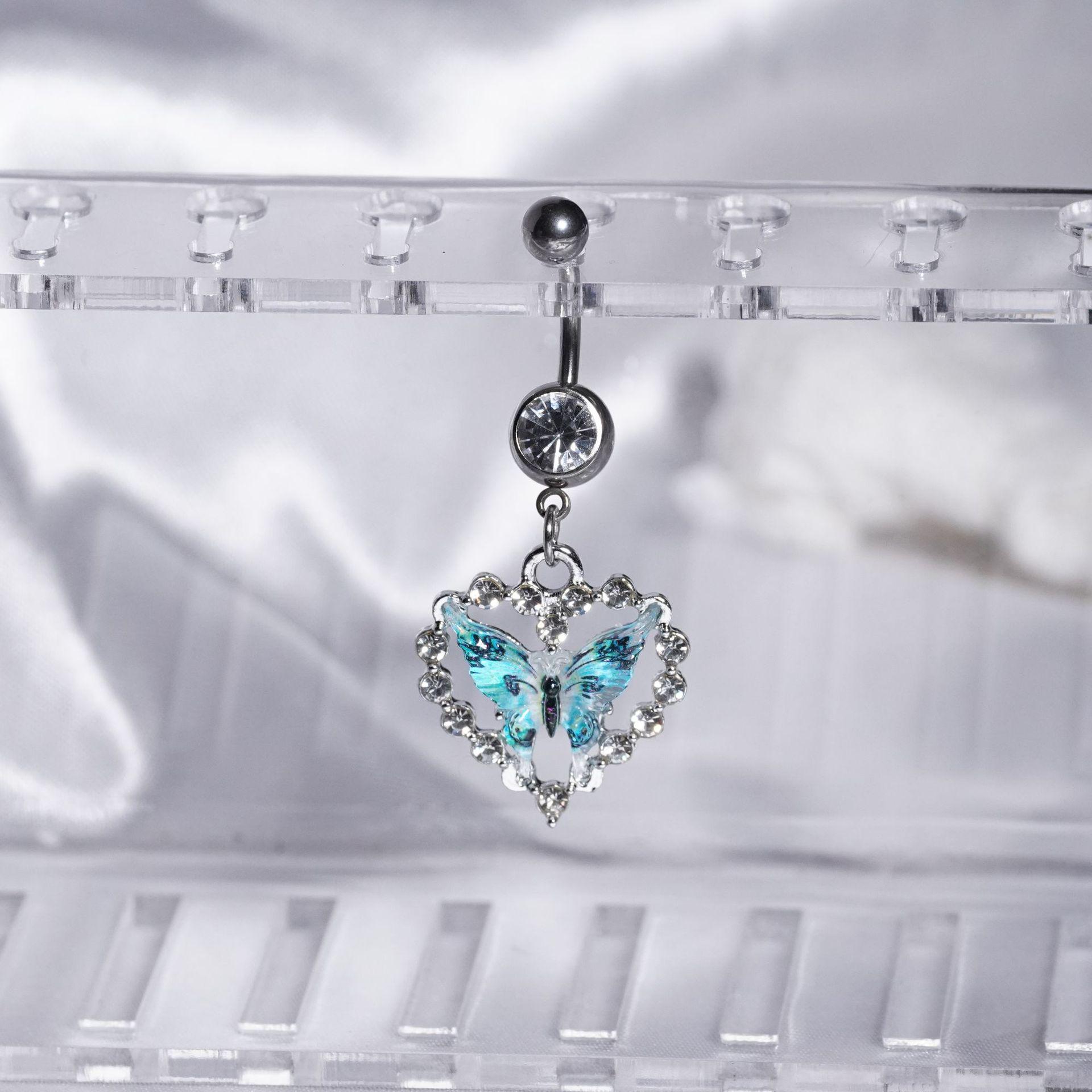 

Синее Циркониевое Кольцо для Пирсинга Пупка с Бабочкой - Ювелирное Изделие для Пирсинга Тела из Нержавеющей Стали 1.6*12mm