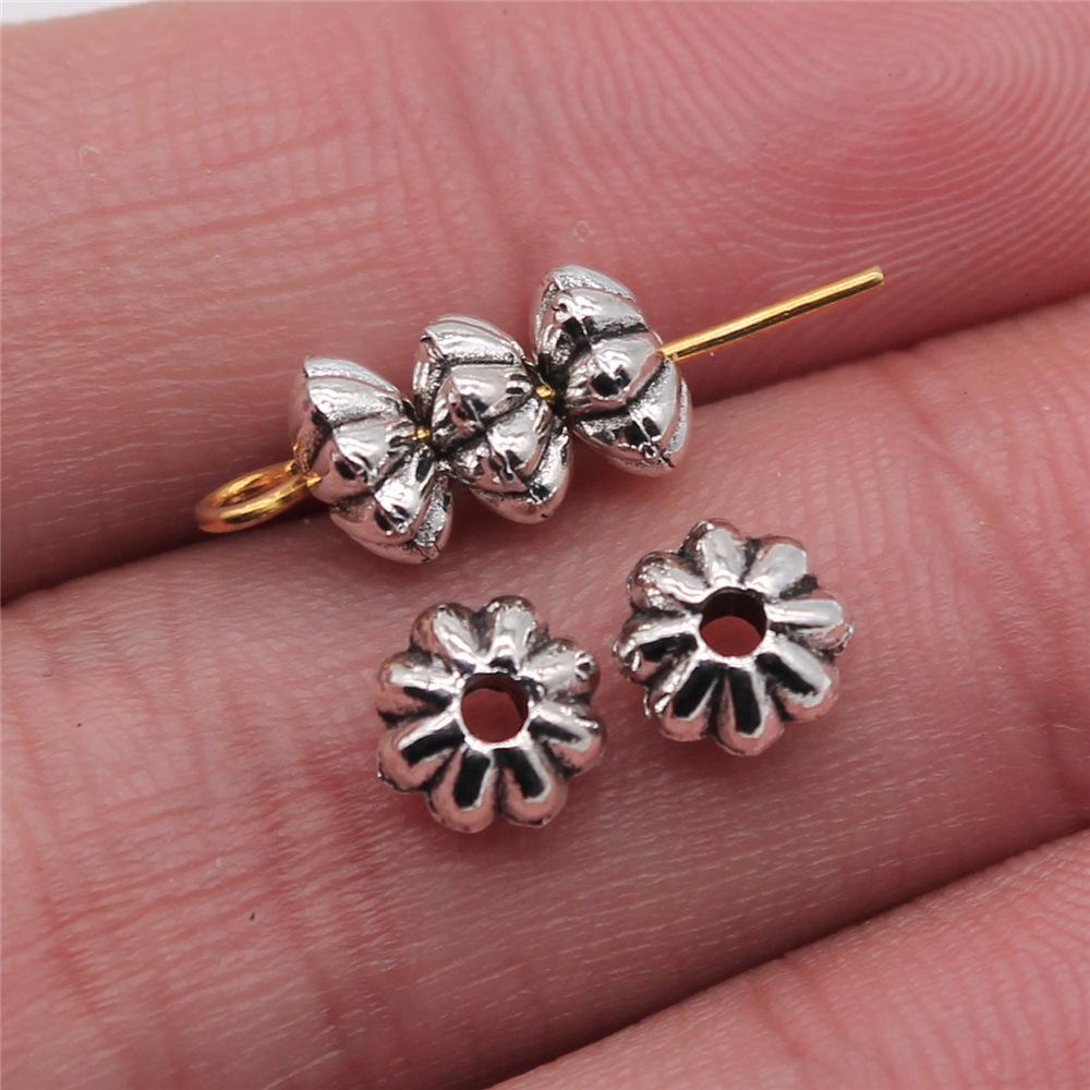 40pcs Antique Silver Color Small Spacer Beads Charm Pendants Jewelry Accessories DIY Small Spacer Beads Charms