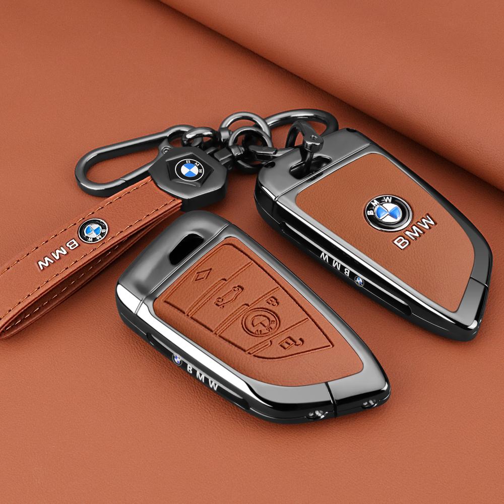 Leather Car Key Case Cover Protective Shell Keychain Buckle For BMW X1 X3 X5 X6 X7 1 3 5 6 7 Series G20 G30 G11 F15 F16 G01 G02