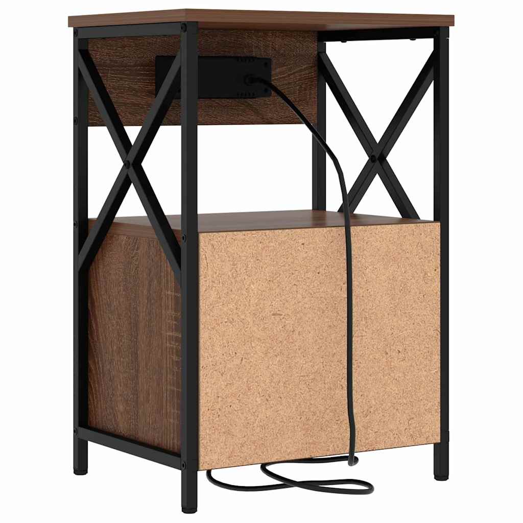 Nightstand Set of 2 Brown Oak Effect 40 X 31 X 60 Cm