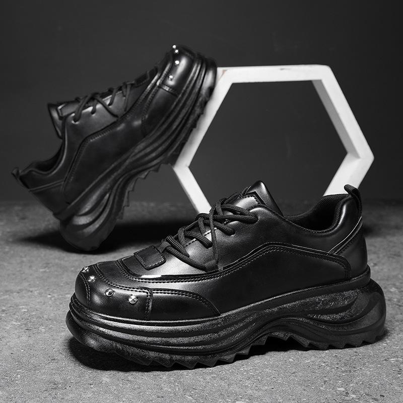 Platform Leather Shoes 2024 Youth Versatile Trendy Brand Casual Style Dad Shoes Fashion Versatile Locomotive Darth Vader Men's Shoes
