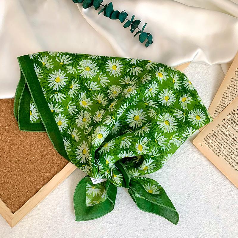 Cotton square scarf, silk scarf, high-end new small shawl, neck protector, small scarf, multi-purpose floral headscarf, headband, hair tie