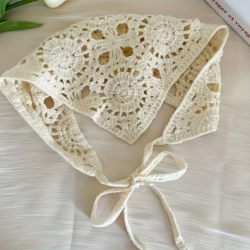 Hollow Crochet Headband Hair Bandana for Women, 3pcs Boho Triangle Head Scarf, Adjustable Non-Slip Headband, Retro Hair Kerchief