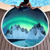 Mysterious Aurora Round Beach Towel,Microfiber Circle Beach Blanket Quick Dry Picnic Rug with Tassels for Bathroom Pool Outdoor