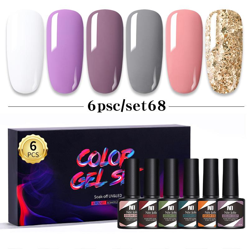 Nail Polish Glue Set 8Ml 6 Bottles Boxed Nail Art Barbie Glue Japanese Nail Color Glue Phototherapy Glue