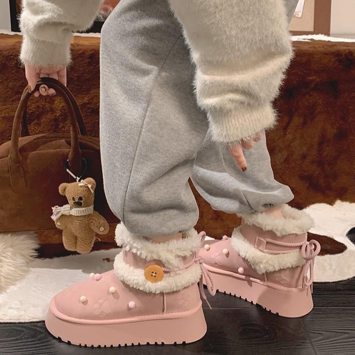 Fashion thick and cute warm thick-soled snow boots women's 2025 new winter northeast velvet thickened cotton shoes