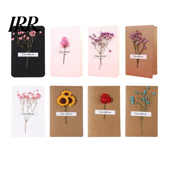 Natürliche Trockenblumen-Karte 2 Stück Gruß Handgemacht Retro Geschenk Botanisch DIY Einladung Wunsch für Hochzeit Geburtstag Babyparty Abschluss Einzigartig