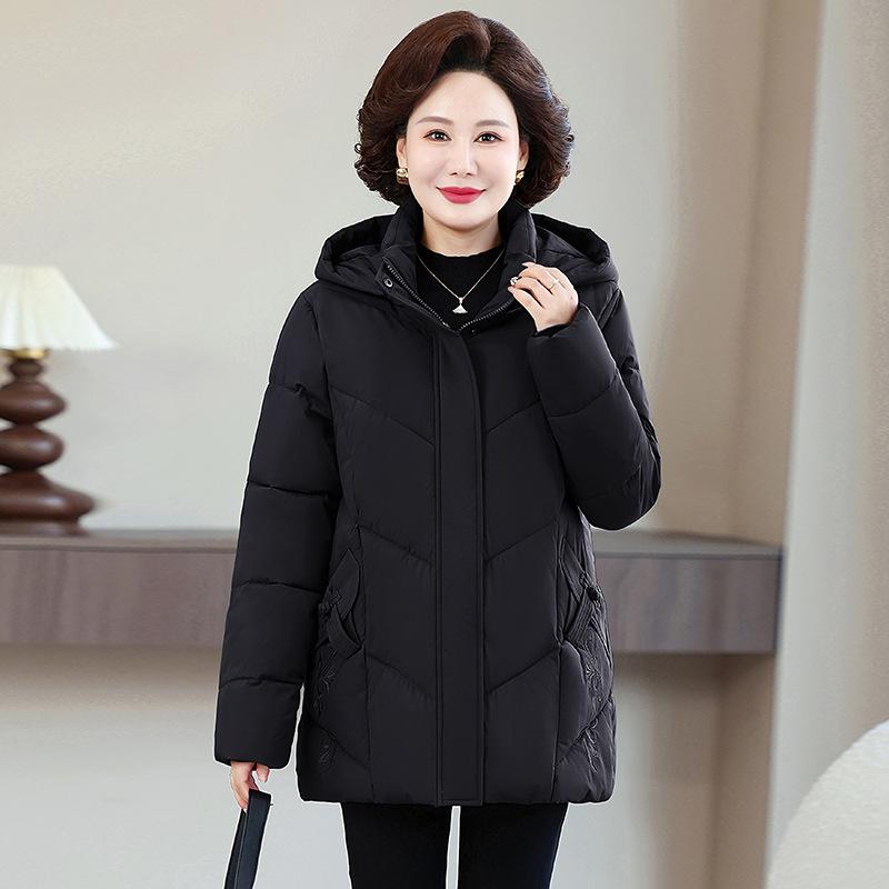 Middle-aged mother winter hooded cotton-padded jacket warm cotton-padded jacket winter clothing foreign style middle-aged and elderly thickened