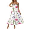 Damen Long Beach Casual Elegant Spaghettiträger Maxikleid Floral Low-Key Fließendes Bohemian Kleid