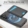 For Samsung Galaxy S24+ Case Compatible with MagSafe Detachable Card Holder Kickstand Leather Phone Back Cover