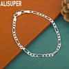 925er Sterlingsilber 4mm Ineinandergreifendes Gliederarmband - Exquisites Geschenk Schmuck
