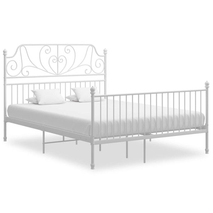 Bed Frames - VIDAXL - White Metal 160x200 Cm - Slatted - Contemporary - Design