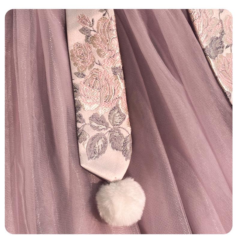 Winter 2025 Girls' Fleece-Lined Hanfu Dress: New Year Fairy Style, Traditional Children's Costume