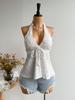 2025 Summer European & American Halter Strap Lace-Up Waist-Cinched Bandeau Top