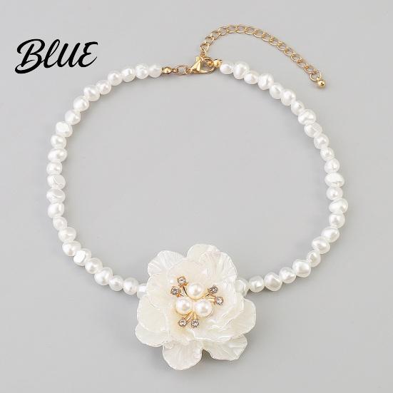 Fade-resistant Necklace Camellia Faux Pearl Choker Retro Flower Beaded Elegant