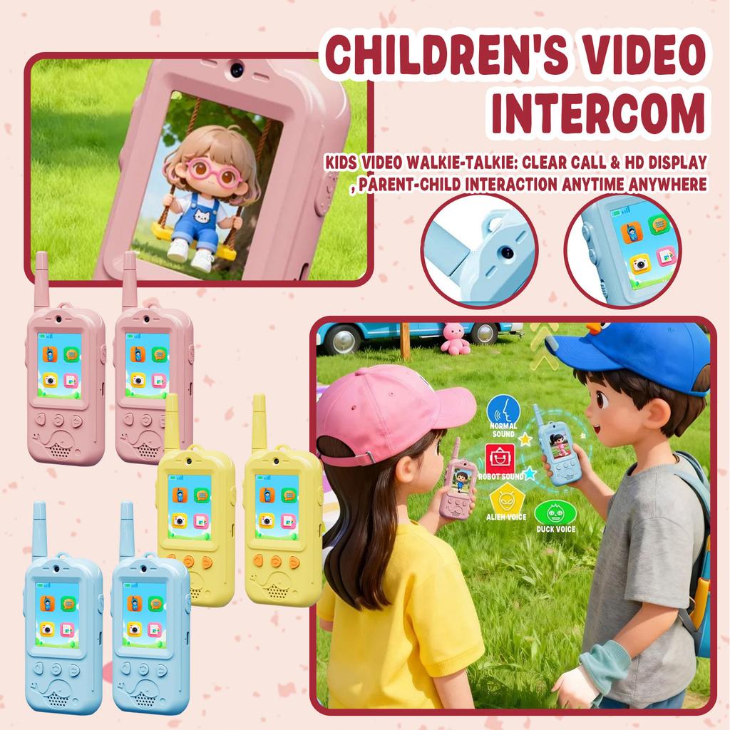 Video Walkie Talkies For Kids, 2 Pack Rechargeable Kids Video Walkie Talkies With Camera, Walkie Talkie For Indoor Outdoor Games, Camping