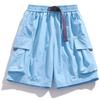 Skateboard Shorts Summer Casual Loose Shorts with Belt Men Large Pocket Cargo Shorts Breathable Straight  Shorts