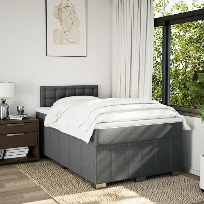 VidaXL Sommier à lattes de lit avec matelas Gris foncé 120x200cm Tissu 3287050