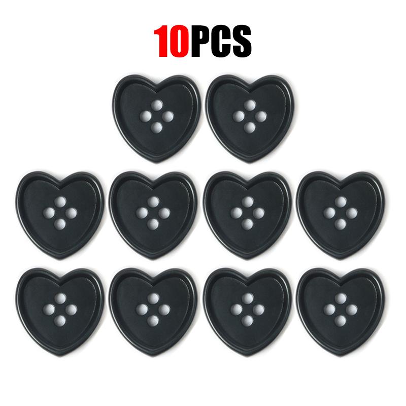 10Pcs Heart Shape Plastic Buttons for Needlework Sewing DIY Sewing Accessories Decorative Craft Supplies Clothing Sweater Button