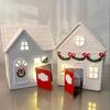 Christmas Village House Figurine LED Lighted White Small House Tabletop Decoration Winter Rustic Farmhouse Holiday Decor for Mantel Tabletop Room