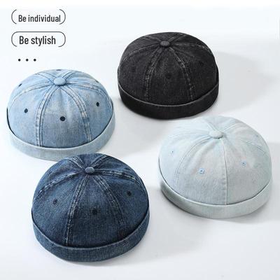 Chapeau de marin coréen en denim lavé sans bord - Design tendance unisexe