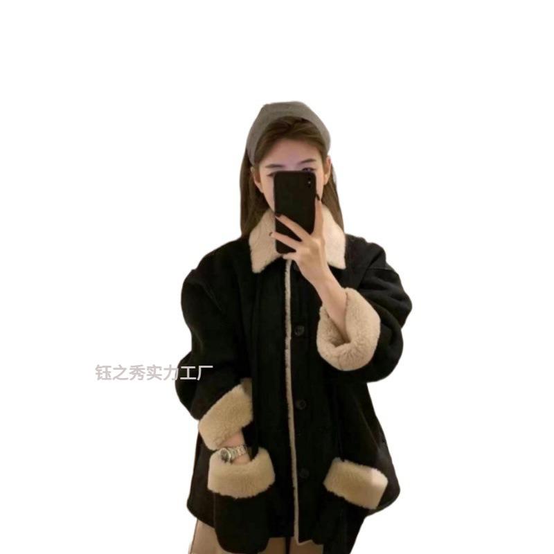 Fur integrated coat women's 2024 winter new lamb wool environmentally friendly fur suede plush coat young