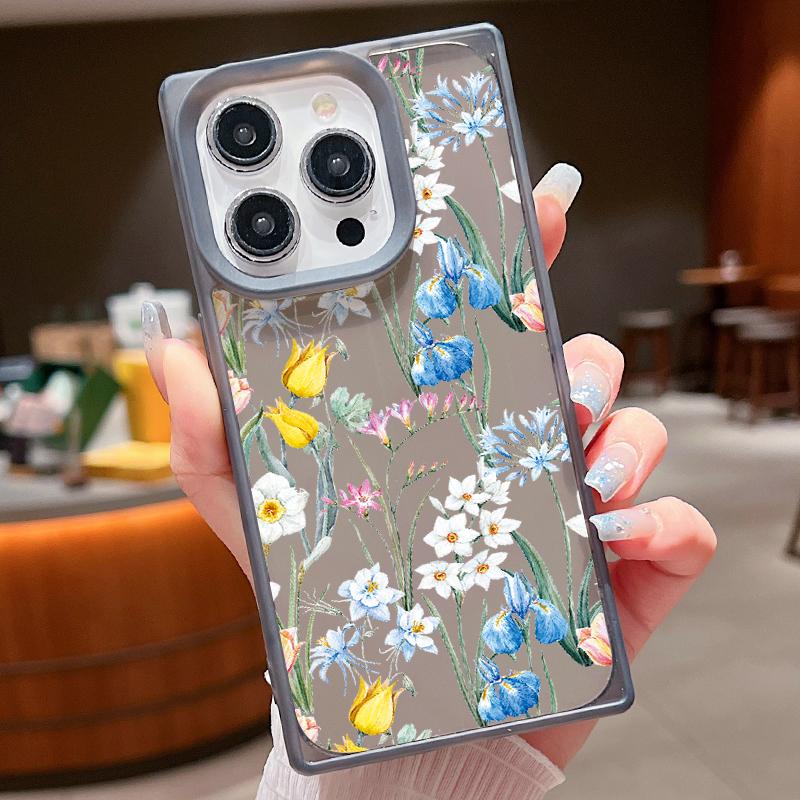 Soft Fashion Fresh Flower Print Case For iPhone 16 Pro Max 15 Plus 14 Pro 13 12 11 TPU Transparent Slim Shockproof Silicone Clear Phone Cover
