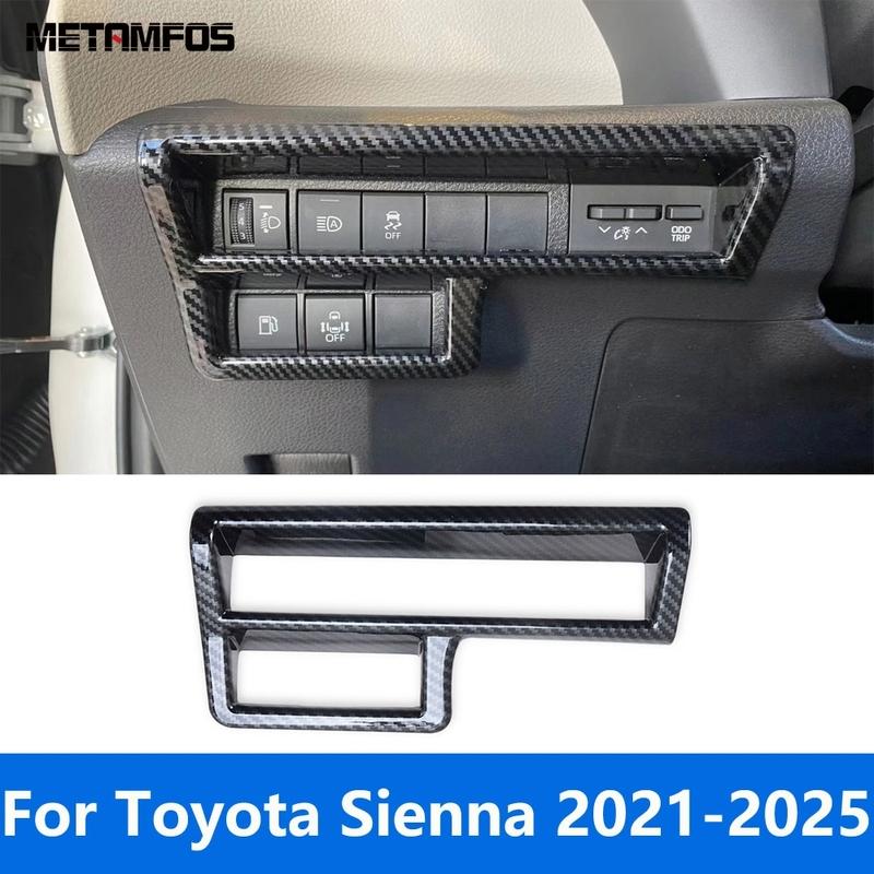 For Toyota Sienna 2024 2025 Carbon Fiber Head Light Lamp Switch Control Button Cover Trim Accessories Car Styling