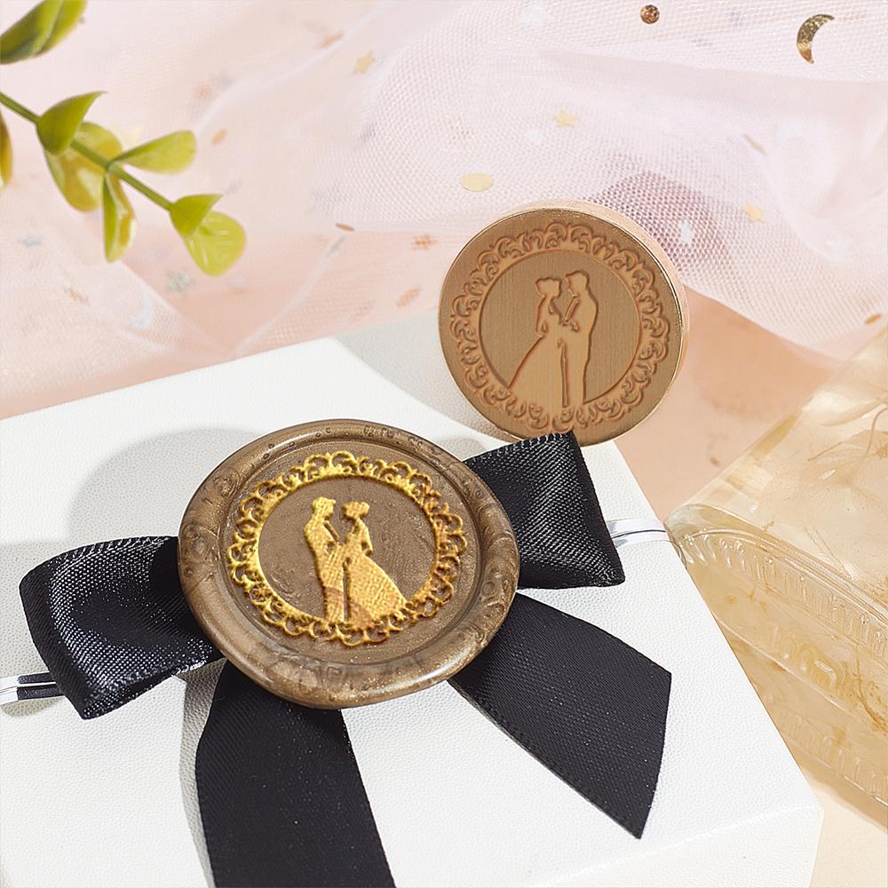 1pc Wax Seal Stamp Set Sealing Wax Stamp Solid Brass Head Wood Handle Retro Brass Stamp Kit Removable for Envelopes Invitations Gift Card Human