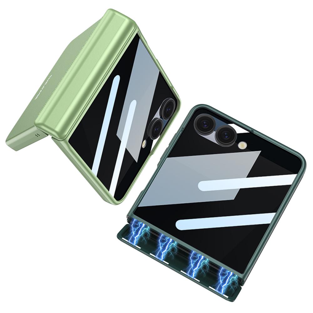 GKK For Samsung Galaxy Z Flip7 5G Case Magnetic Hinge Protection PC Phone Cover with Anti-Spy Tempered Glass Film