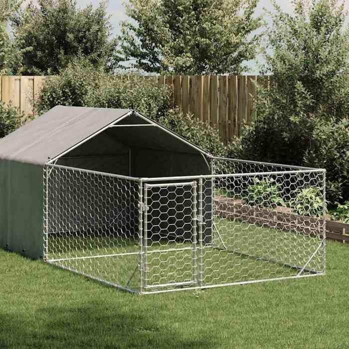 VidaXL Niche d'extérieur pour chien enclos 7x2x1,5 m acier galvanisé, cage de chien d'extérieur, grande cage de chien, niche 3329237