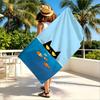 Double Sided Black Cat Fish Print Beach Towel Quick Dry Absorbent Cute Cartoon Ocean Themed Towel for Summer Pool Swim Camping