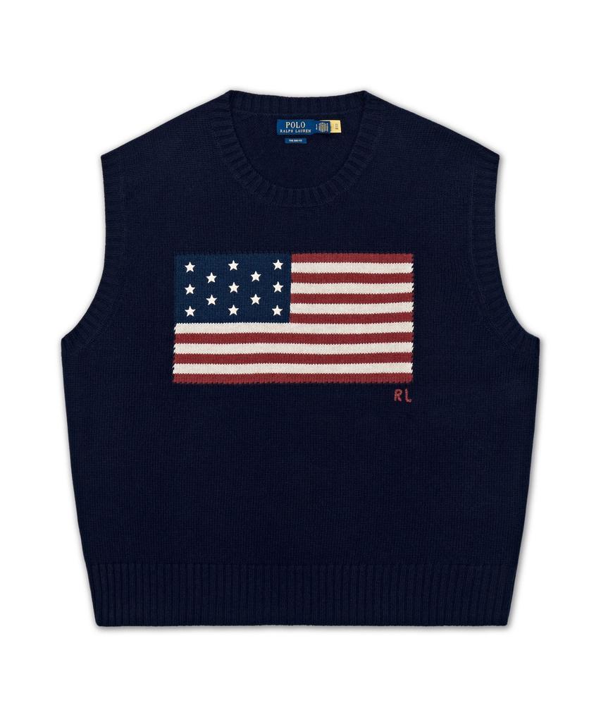POLO RALPH LAUREN Big Fit Flag Sweater Vest - Blue
