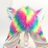 Women Hat Rainbow Color Imitation Fur 3 in 1 Hat Scarf Gloves Winter Warm Hat Home Outdoor Work Street Wear