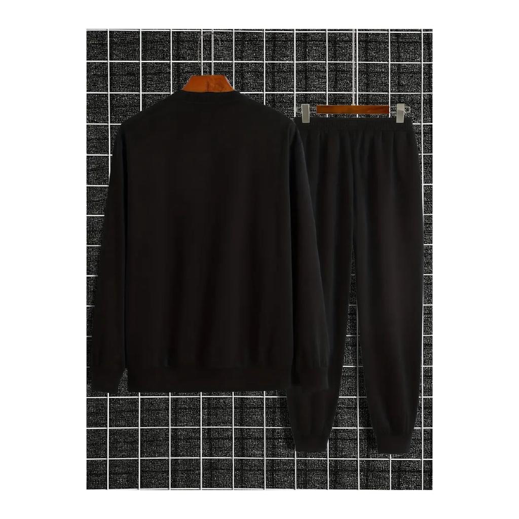 Men's Black Handwritten Los Angeles Printed Oversize Tracksuit Set