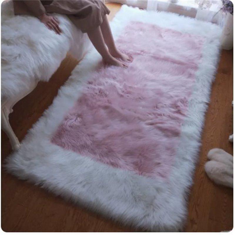 New Wave Faux Wool Rug: Bedroom, Living Room & Bay Window Mat with Long Pile