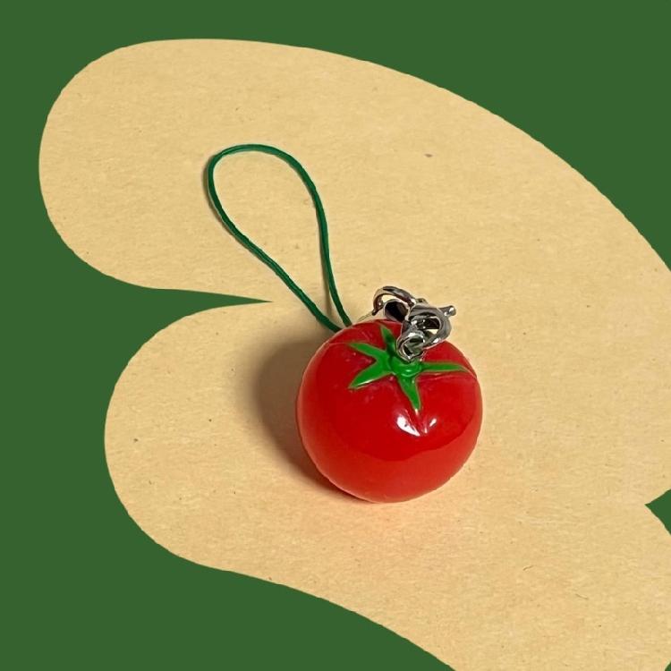 Novelty Tomato with Leaf Girl Keychain Charm Pendant Accessory for School Travel and Everyday Styles Daily Casual Use