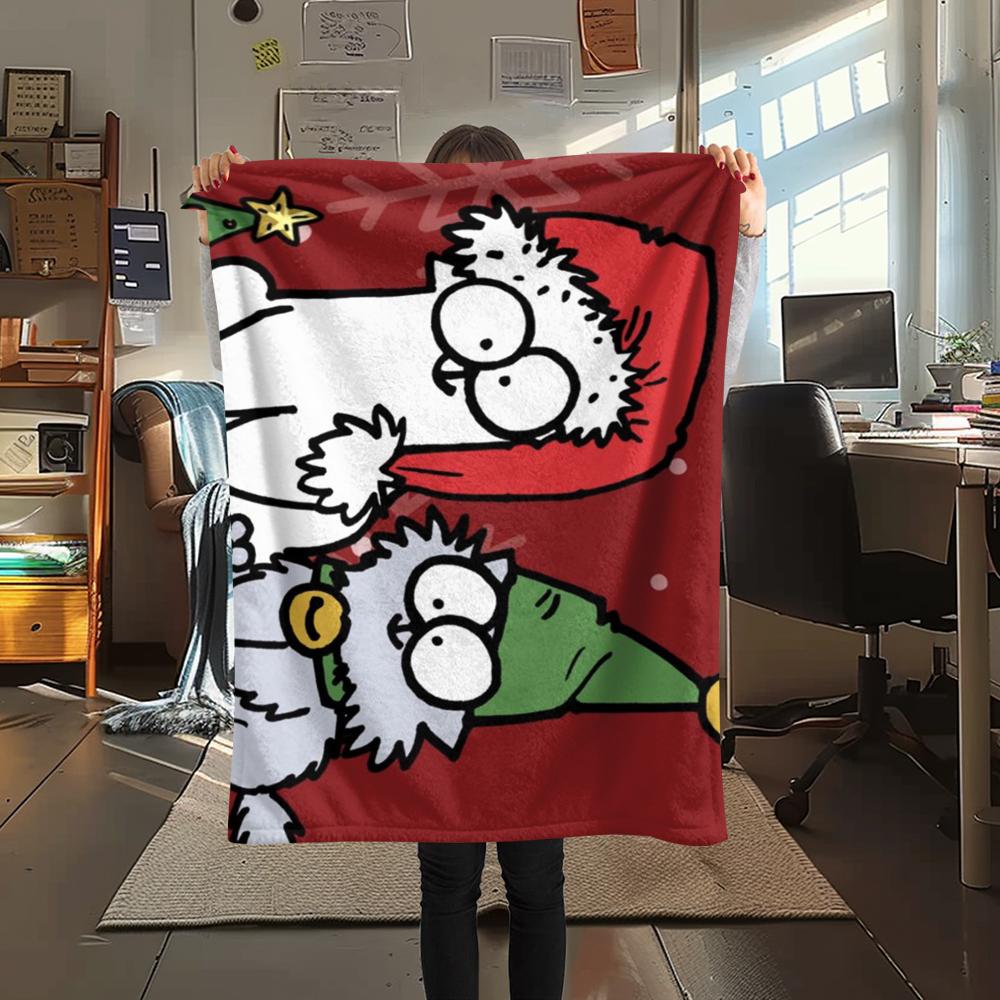 1 Pezzo Coperta in Flanella con Stampa Simon's Cat, Alta qualità Confortevole per Tutte le Stagioni, Decorazione per la Casa, Calore e Comfort, Perfetta per Regali di Natale