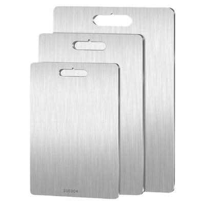 Double Side Cutting Boards Kitchen Chopping Boards Stainless Steel Texture Vegetable Chopping Mat Suitable for Kitchen