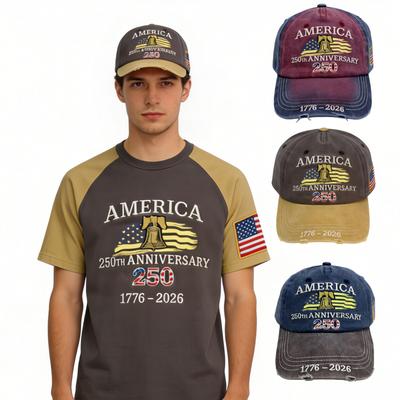 USA 250th Anniversary Patriotic Cap Adjustable American Flag Baseball Hat for Outdoor Sports Party and Gift
