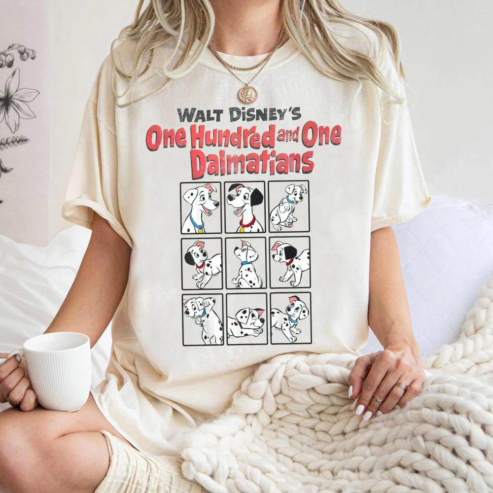 

101 Dalmatians Puppy Group Shirt Retro Cute Dog Lover Tshirt Birthday Gift Shirts land Family Trip Women Cotton 4XL